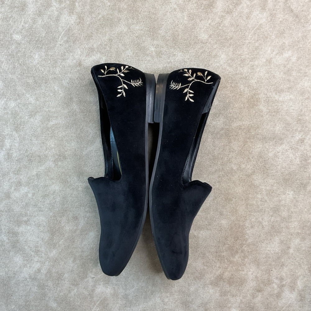 Vionic Willa Flat Loafers Womens 9 Black Velvet Suede Slip On Comfort Shoes - Picture 9 of 13